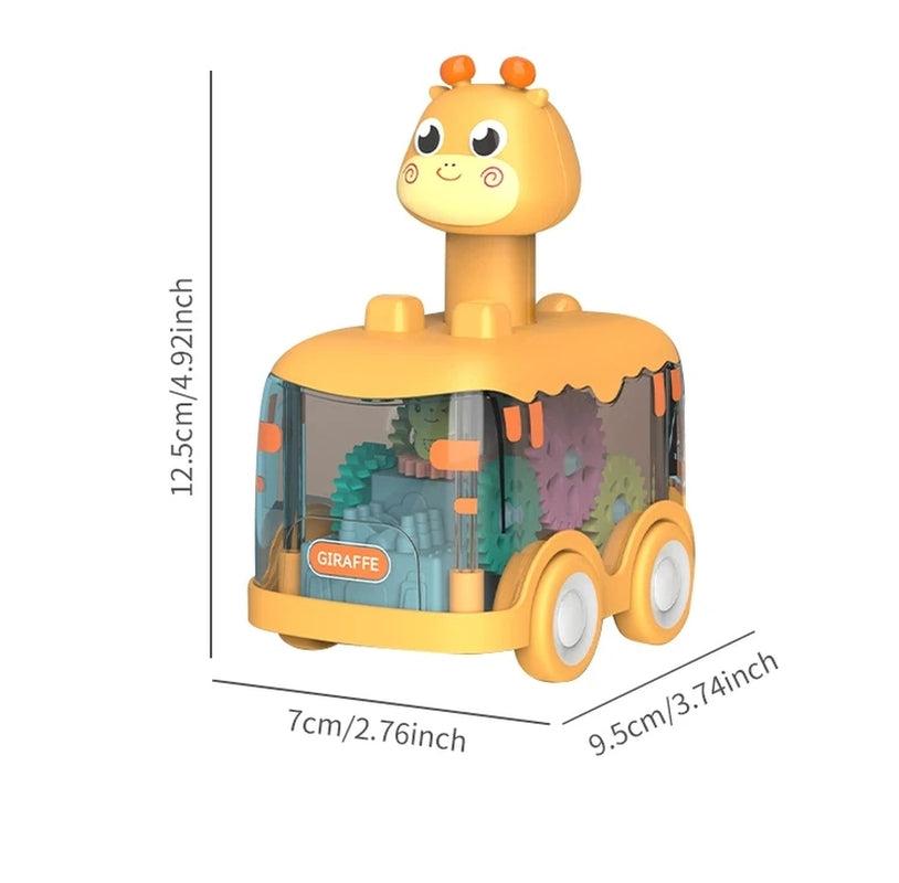 Press Gear Animal Car with Inertial Motion, Light-Up Fun, Educational Play, Safe for Ages 1+