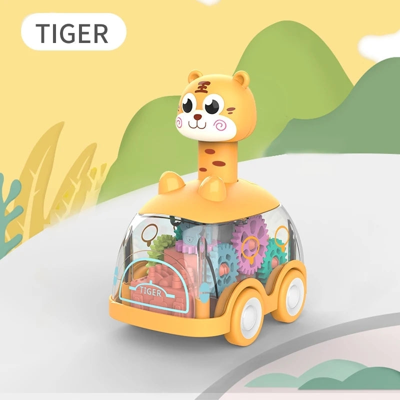 Press Gear Animal Car with Inertial Motion, Light-Up Fun, Educational Play, Safe for Ages 1+