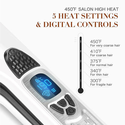 Professional Ceramic Hair Straightener with Steam and Comb