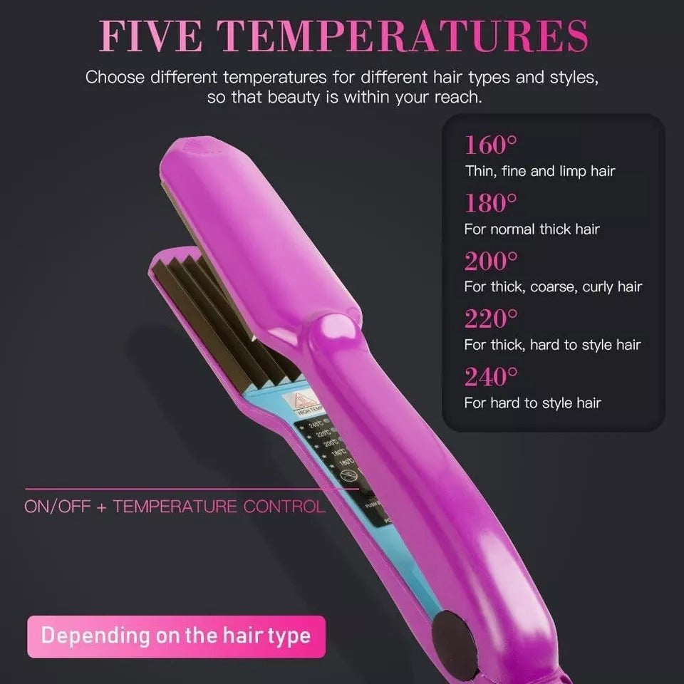 Professional Wave Hair Crimper Electric Ceramic Crimping Iron with Temperature Control Feature