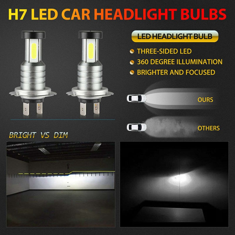 Bright 4x H7 LED Car Headlight Bulbs Kit