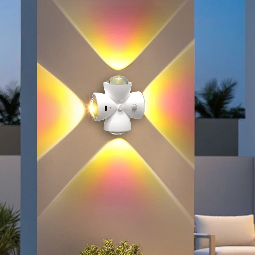 Colorful Motion Sensor Wall Lamp with 4 LED Lights - Pexav