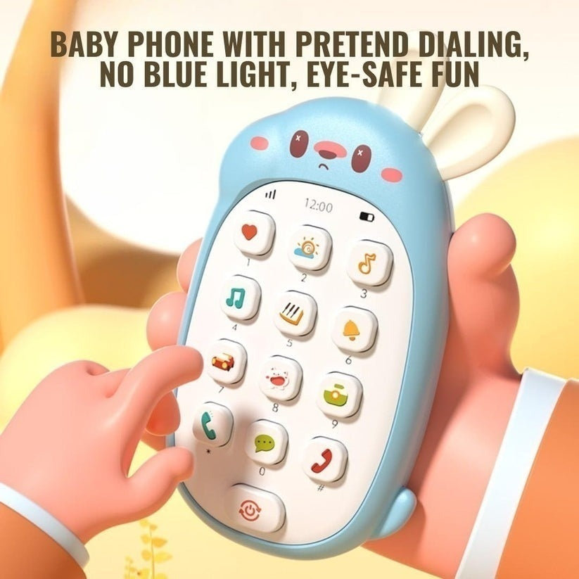 Rabbit Toy Educational Phone with Sound, Lights, Compact and Portable, Safe for Ages 6+ Months
