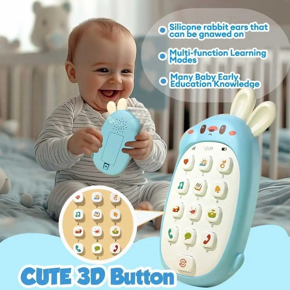 Rabbit Toy Educational Phone with Sound, Lights, Compact and Portable, Safe for Ages 6+ Months