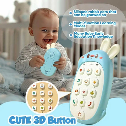 Rabbit Toy Educational Phone with Sound, Lights, Compact and Portable, Safe for Ages 6+ Months