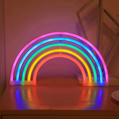 Rainbow Table Lamp – Colorful Neon Light for Home Decoration, 30 x 16.5 cm, USB and Battery Operated 4