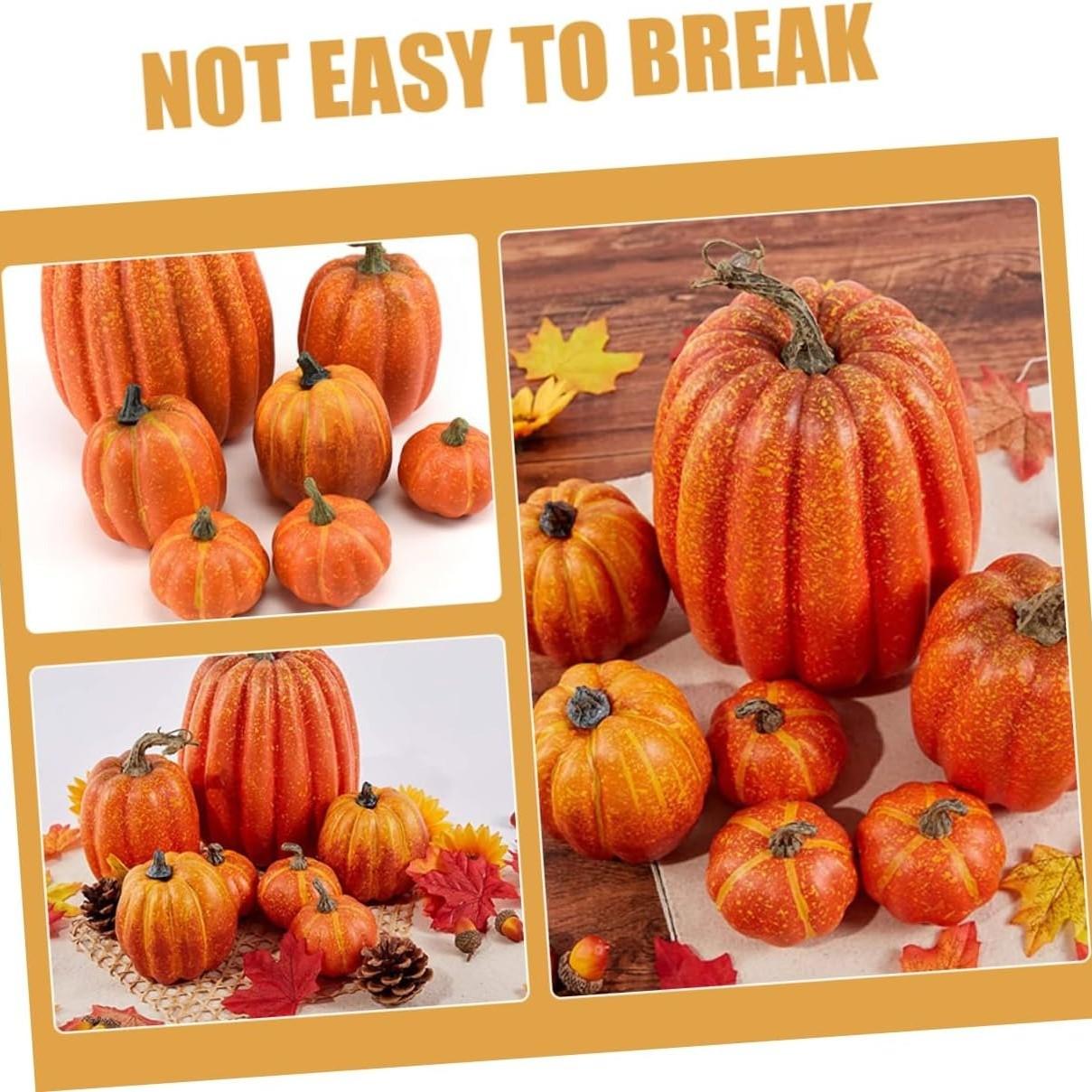 Realistic Fake Pumpkins with 7PCS Set for Halloween Decor, Lifelike Appearance, Fall Autumn Themed Decoration