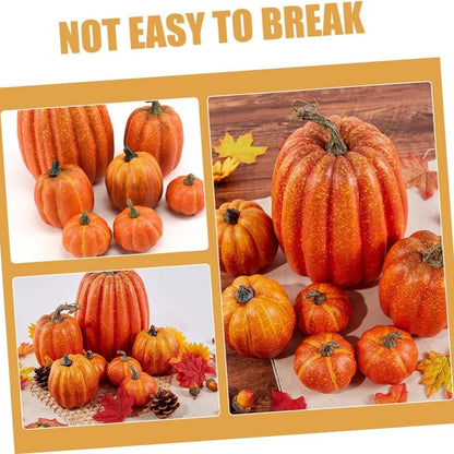 Realistic Fake Pumpkins with 7PCS Set for Halloween Decor, Lifelike Appearance, Fall Autumn Themed Decoration