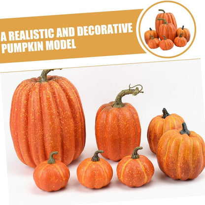 Realistic Fake Pumpkins with 7PCS Set for Halloween Decor, Lifelike Appearance, Fall Autumn Themed Decoration