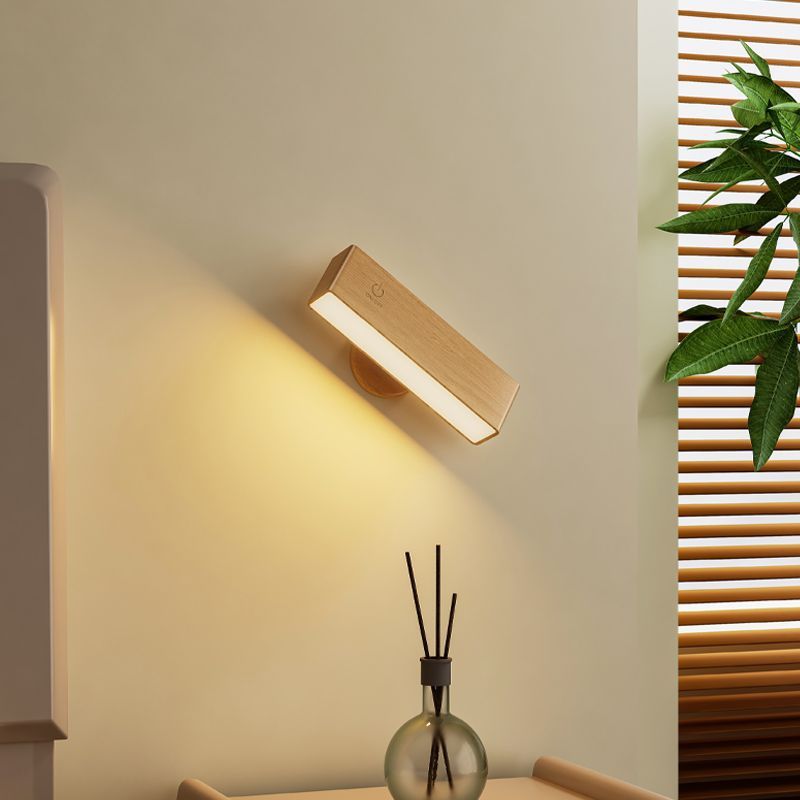 Rechargeable Battery Operated Wall Sconce with Remote Control and Adjustable Brightness – Wood Design Wall Lamp 6