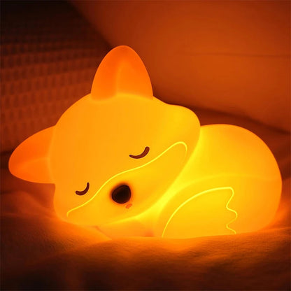 Glowing Fox LED Nightlight - Cute Silicone Child Lamp - Pexav