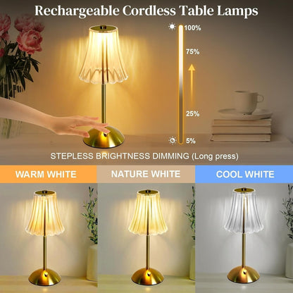 Rechargeable LED Table Lamp – Cordless Touch, Stepless Brightness Adjustment, Memory Function