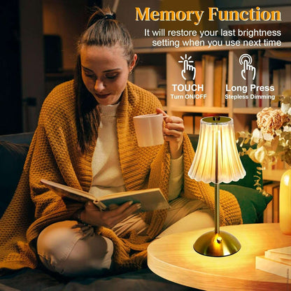 Rechargeable LED Table Lamp – Cordless Touch, Stepless Brightness Adjustment, Memory Function
