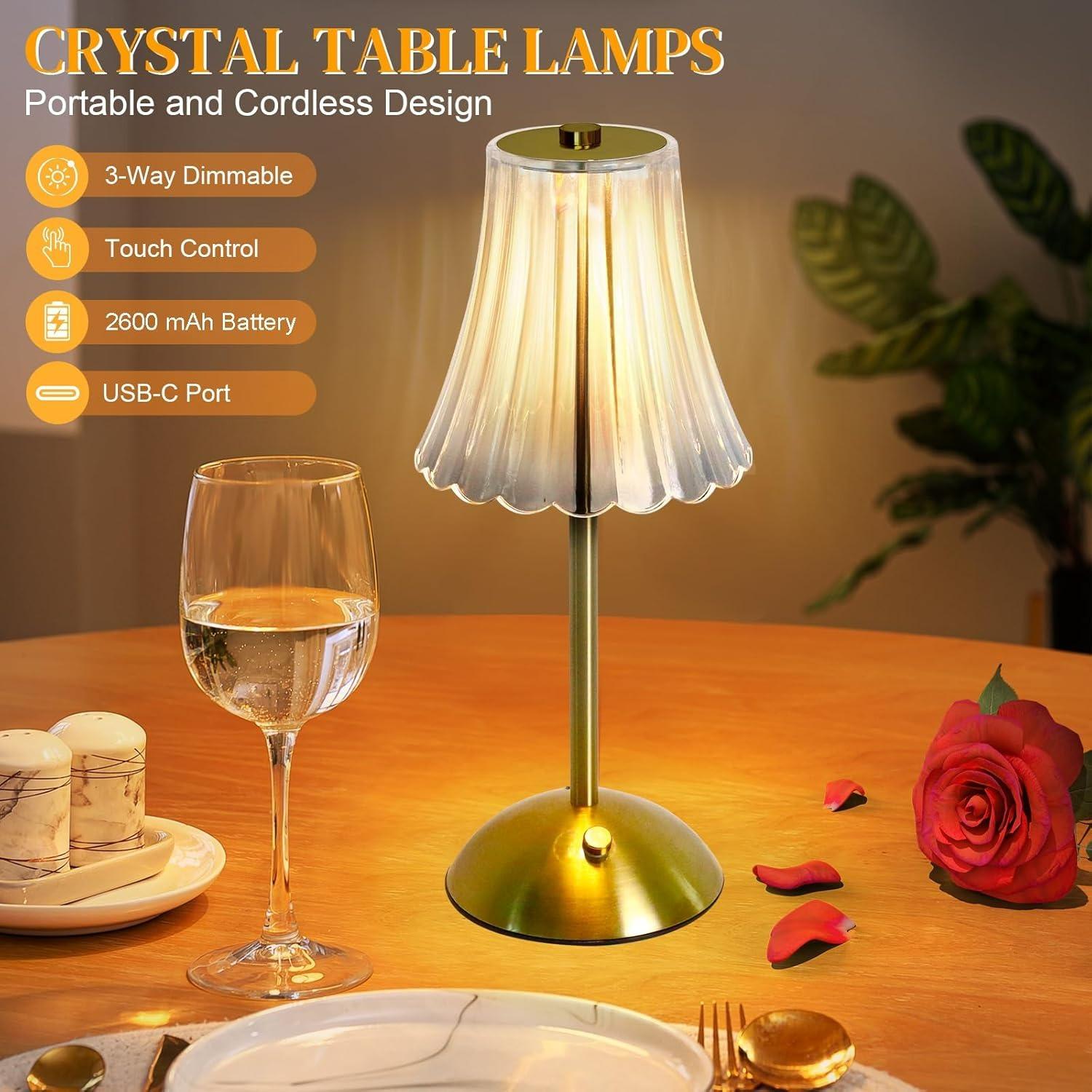 Rechargeable LED Table Lamp – Cordless Touch, Stepless Brightness Adjustment, Memory Function