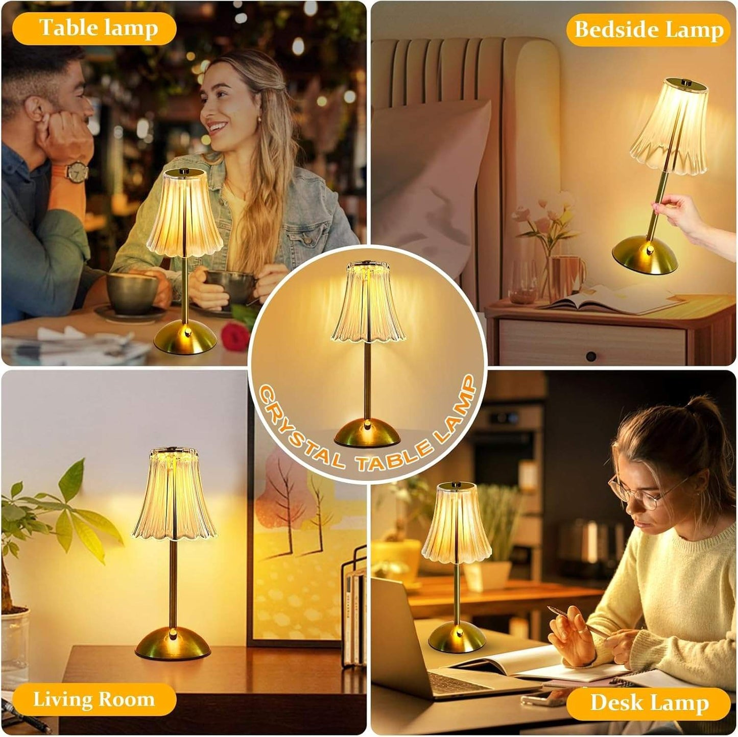 Rechargeable LED Table Lamp – Cordless Touch, Stepless Brightness Adjustment, Memory Function