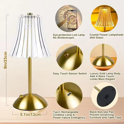 Rechargeable LED Table Lamp – Cordless Touch, Stepless Brightness Adjustment, Memory Function
