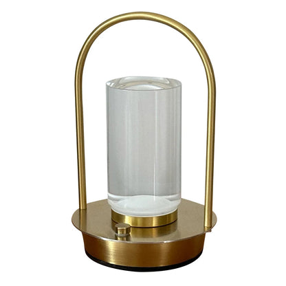 Gold lantern with a glass candle holder on a white background
