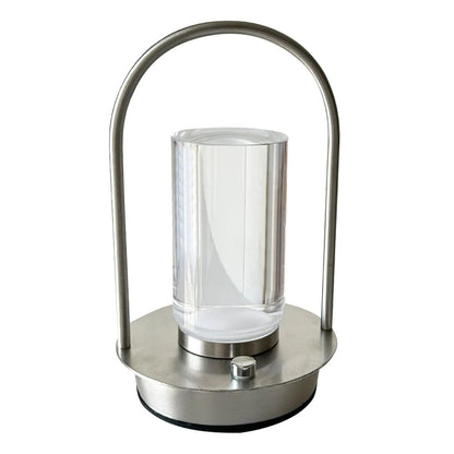 Stainless steel outdoor lantern with clear glass shade on a white background