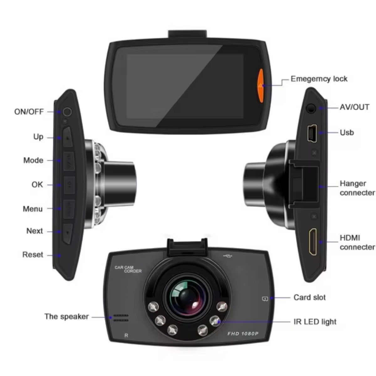 Clear 1080P Car Camera with Night Vision and Wide Lens