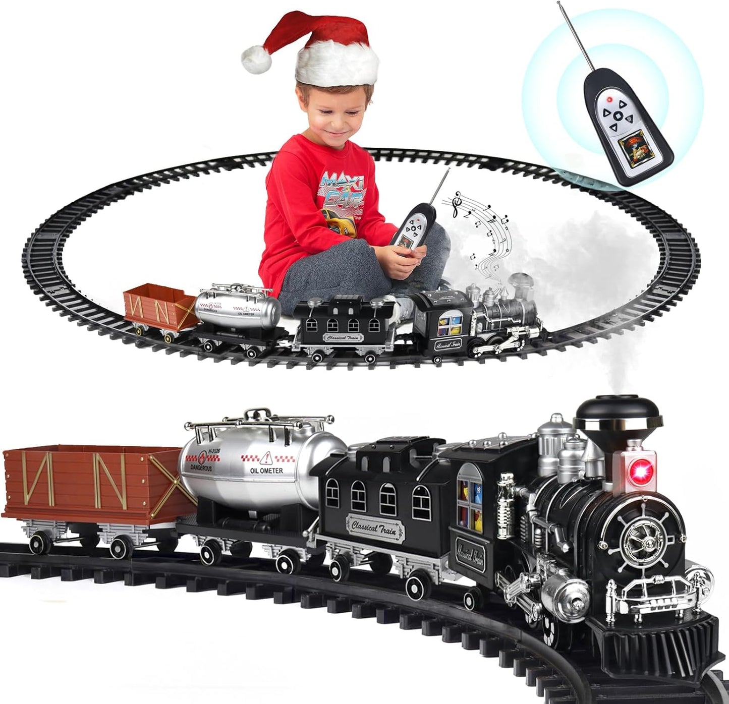 Christmas Tree Electric Train Set with Lights and Sound - Pexav