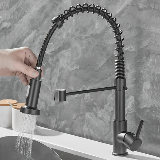 Stainless Steel Kitchen Faucet With Pull Out Sprayer - Pexav