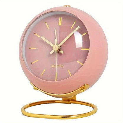 Retro Analogue Alarm Clock with Silent Movement and Night Lamp – Vintage Metal Design, Compact Size, Reliable Alarm Function 0