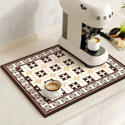 Waterproof Kitchen Coffee Mat with Colorful Designs