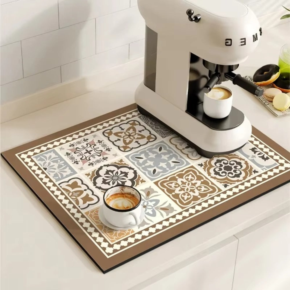 Waterproof Kitchen Coffee Mat with Colorful Designs