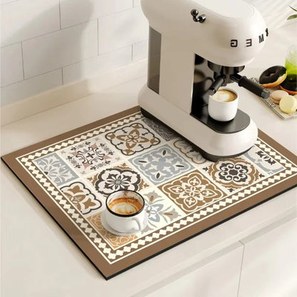 Waterproof Kitchen Coffee Mat with Colorful Designs
