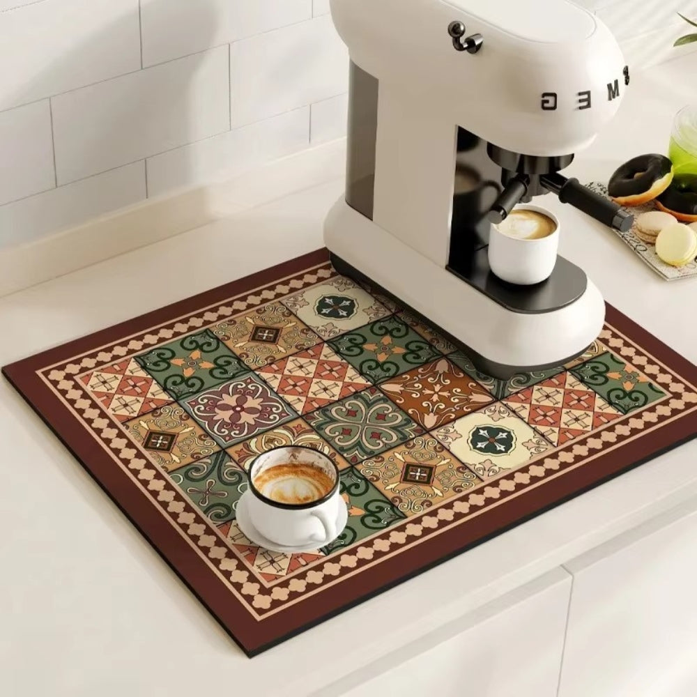 Waterproof Kitchen Coffee Mat with Colorful Designs
