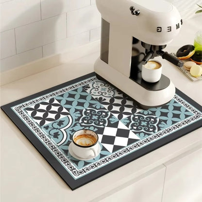 Waterproof Kitchen Coffee Mat with Colorful Designs