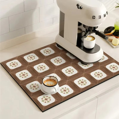 Waterproof Kitchen Coffee Mat with Colorful Designs