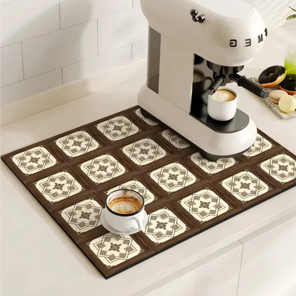 Waterproof Kitchen Coffee Mat with Colorful Designs