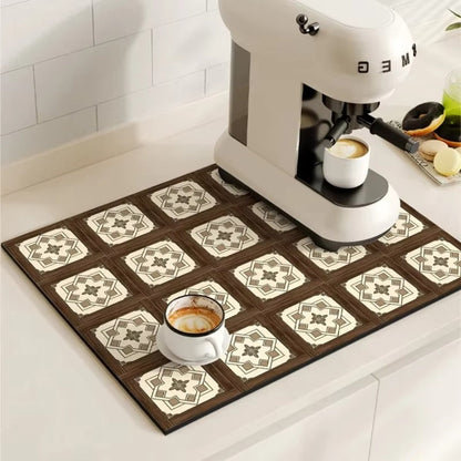 Waterproof Kitchen Coffee Mat with Colorful Designs