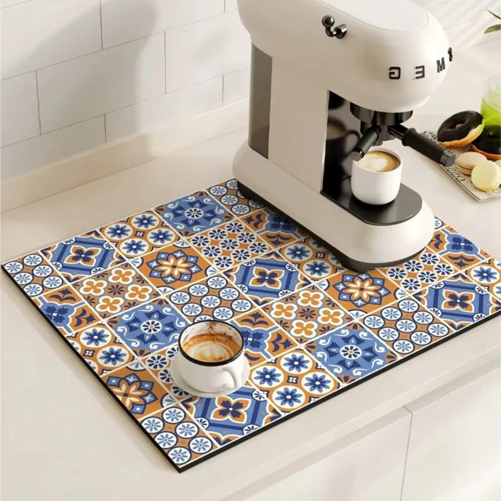 Waterproof Kitchen Coffee Mat with Colorful Designs