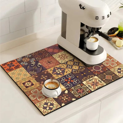 Waterproof Kitchen Coffee Mat with Colorful Designs