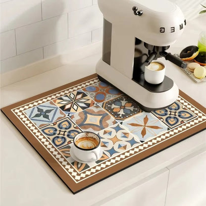 Waterproof Kitchen Coffee Mat with Colorful Designs