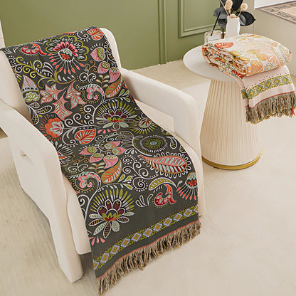 Soft Floral Throw Blanket Reversible Cotton
