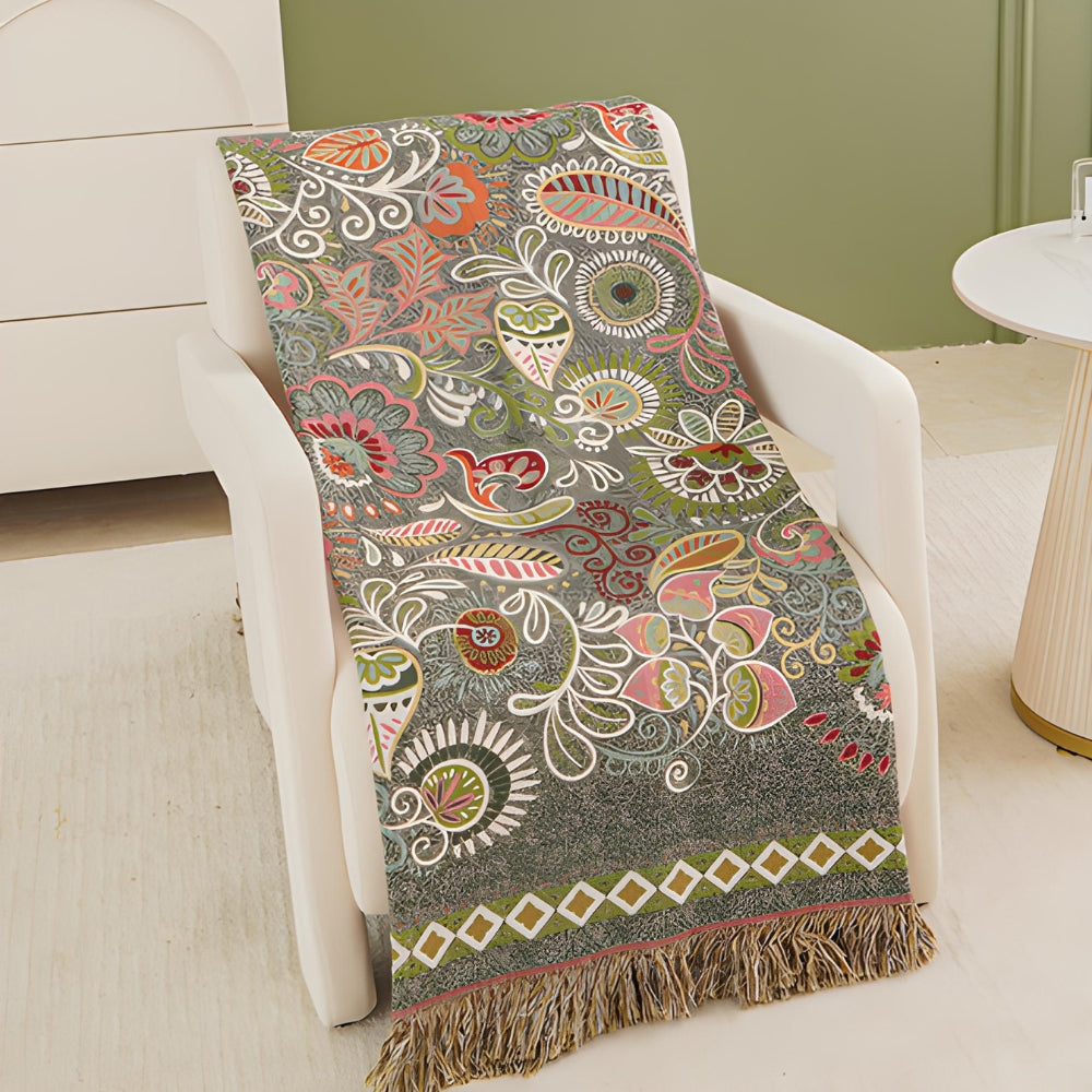 Soft Floral Throw Blanket Reversible Cotton