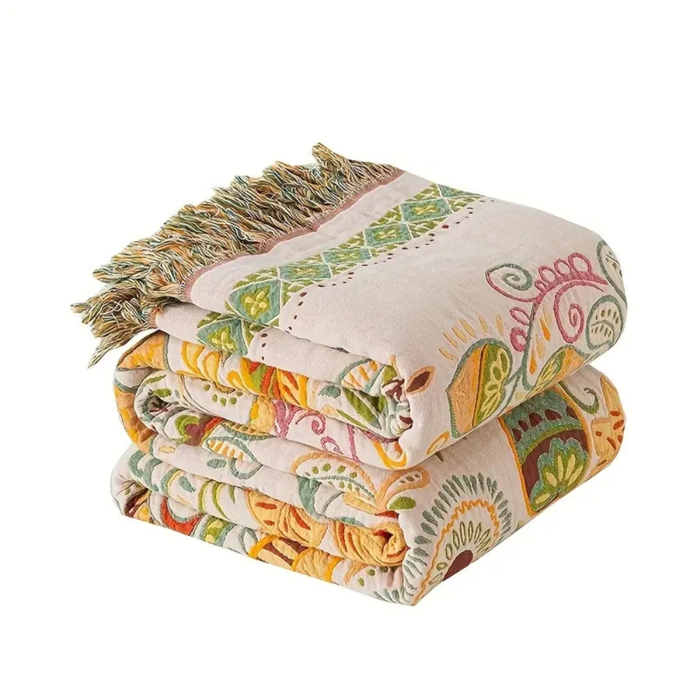 Soft Floral Throw Blanket Reversible Cotton