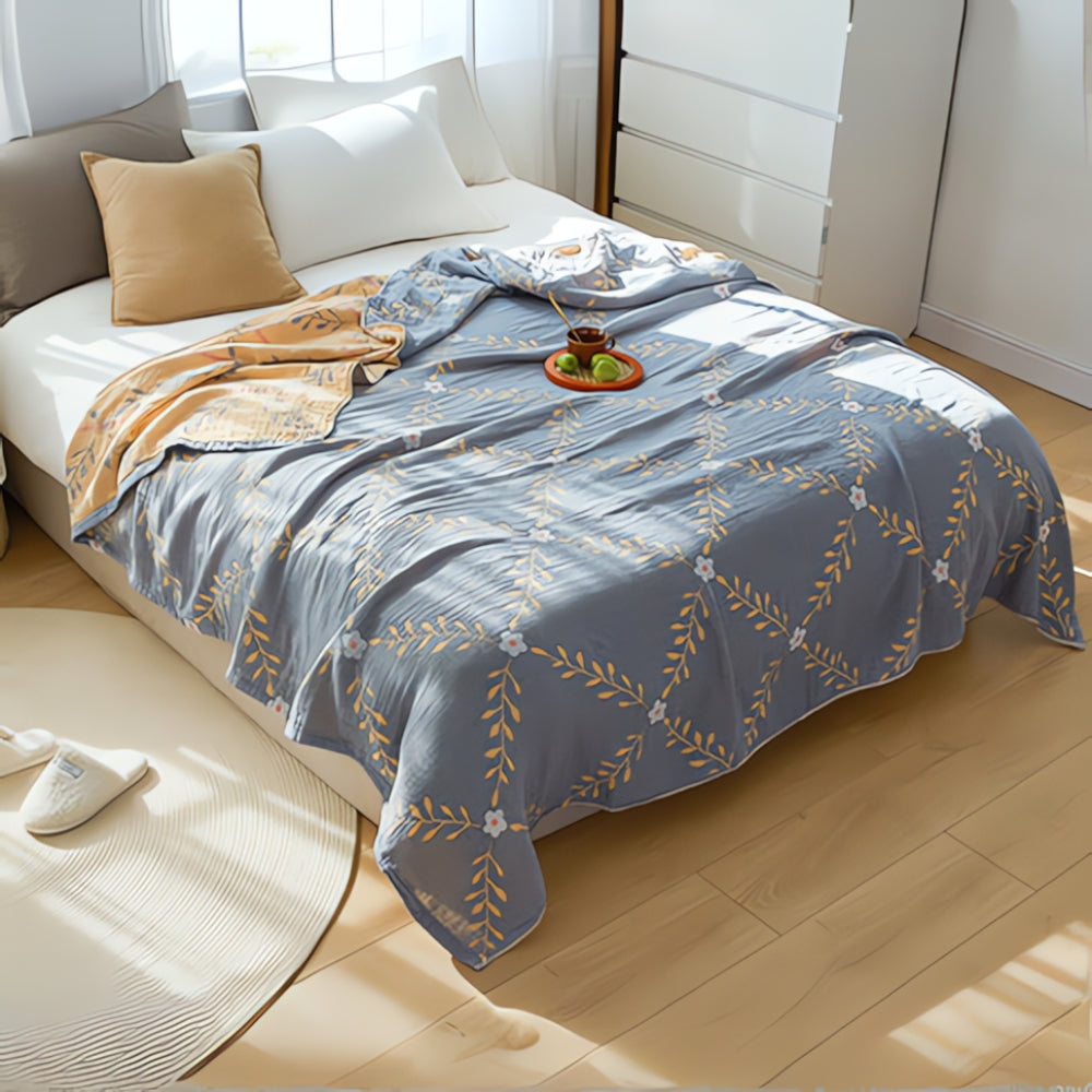 Soft Floral Throw Blanket, Cotton, Lightweight - Pexav