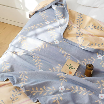 Soft Floral Throw Blanket, Cotton, Lightweight