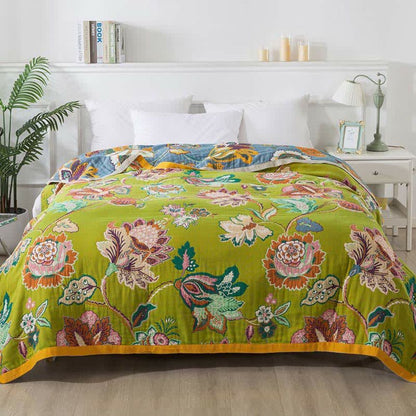 Soft Double Sided Floral Cotton Throw Blanket - Pexav