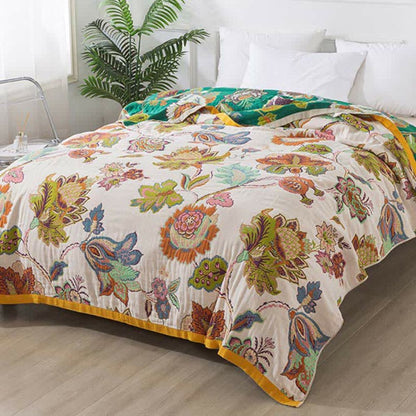 Soft Double Sided Floral Cotton Throw Blanket
