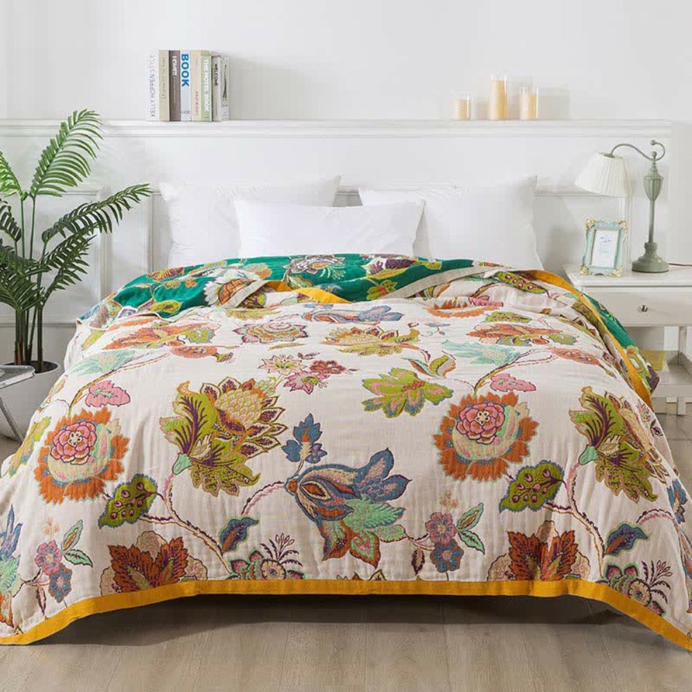 Soft Double Sided Floral Cotton Throw Blanket