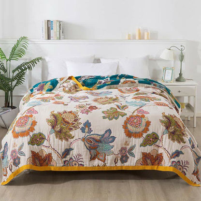 Soft Double Sided Floral Cotton Throw Blanket