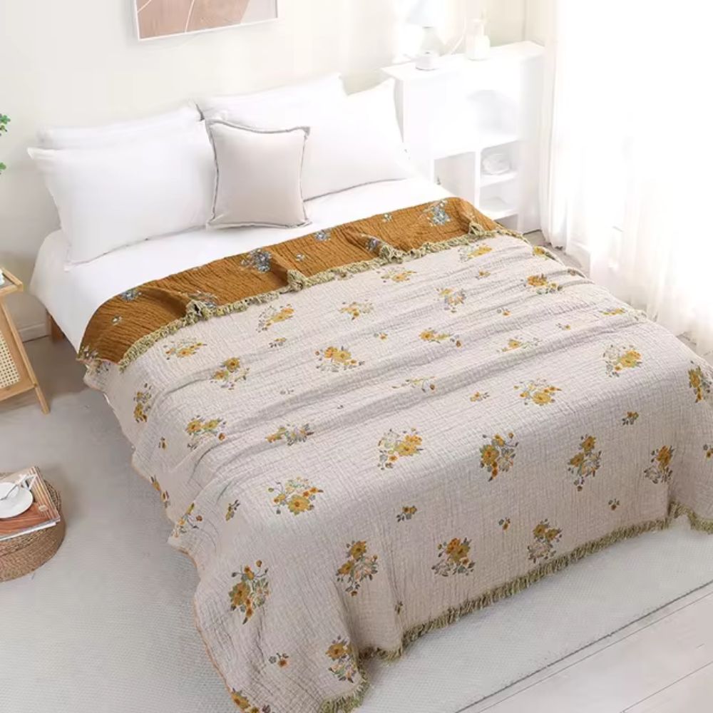 Soft Floral Throw Blanket, Classic Reversible Design - Pexav