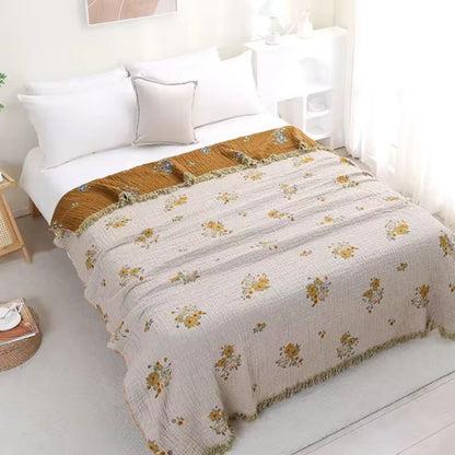 Soft Floral Throw Blanket, Classic Reversible Design - Pexav