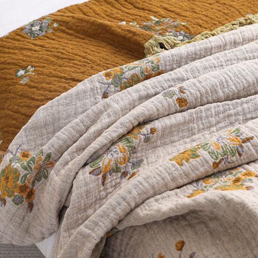 Soft Floral Throw Blanket, Classic Reversible Design