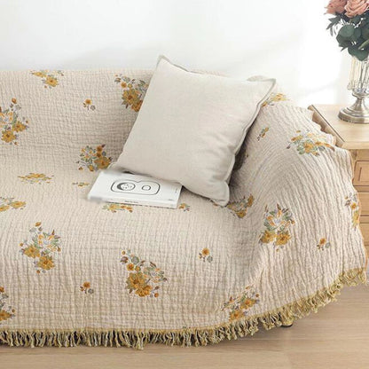 Soft Floral Throw Blanket, Classic Reversible Design